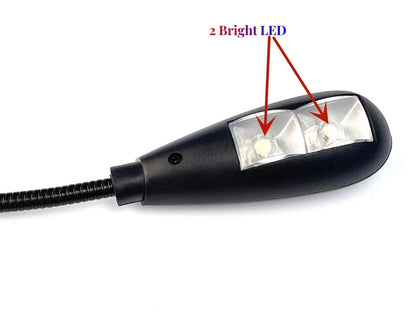 LED USB Reading Lamp Light with 2-Brightness Dimmable Setting, Flexible Gooseneck USB Light for Notebook Laptop Keyboard, Powerbank(On/Off Switch, 1 White+1 Mini USB Light)