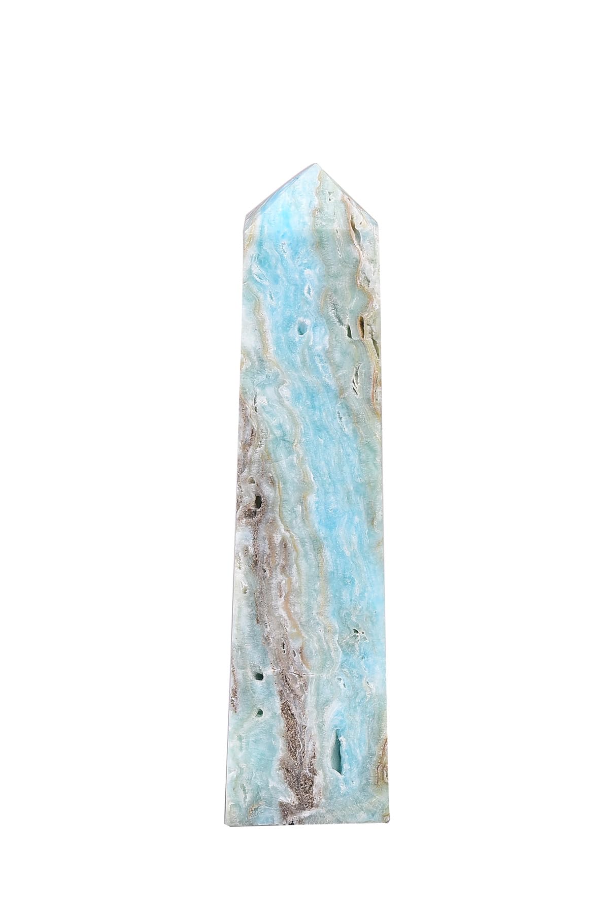 AMOYSTONE Healing Large Crystal Tower Hemimorphite Obelisk Blue Small 7-14 OZ for Home Décor Crystal Grid Meditation Therapy