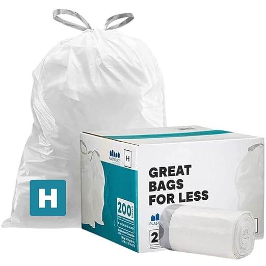 Plasticplace Custom Fit Trash Bags Compatible w Simplehuman Code H Drawstring