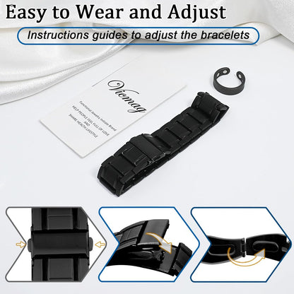 Vicmag 3X Magnetic Bracelet for Men Pure Titanium Bracelet 3500 Gauss Ultra Strength Magnets Adjustable Wristband with Adjustment Tool & Gift Box (Pure Titanium Black)