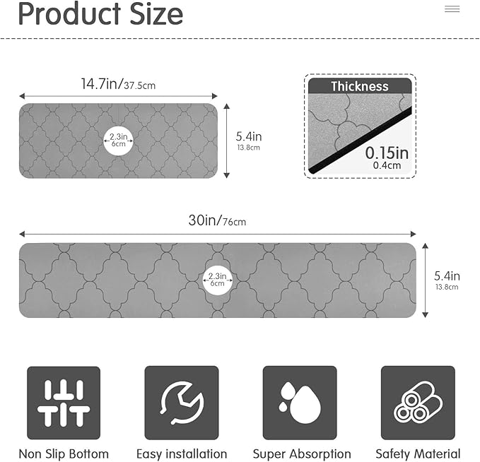 Kitchen Sink Splash Guard 1 PC 14.7 Inch Sink Faucet Mat Splash Guard