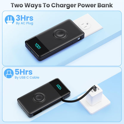 Portable Charger for iPhone with Built in Cables and Wall Plug,Upgraded 13800mAh Fast Charging USB C Power Bank,4 Outputs Travel Essential Battery Pack Compatible with iPhone 15/14/13,Samsung-Purple