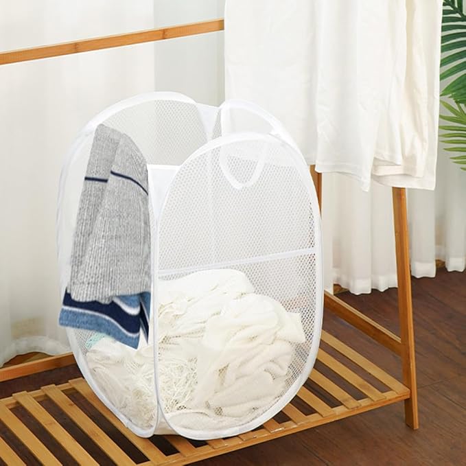 Pack of 2 Pop Up Laundry Hampers, Collapsible Mesh Laundry Baskets, Foldable