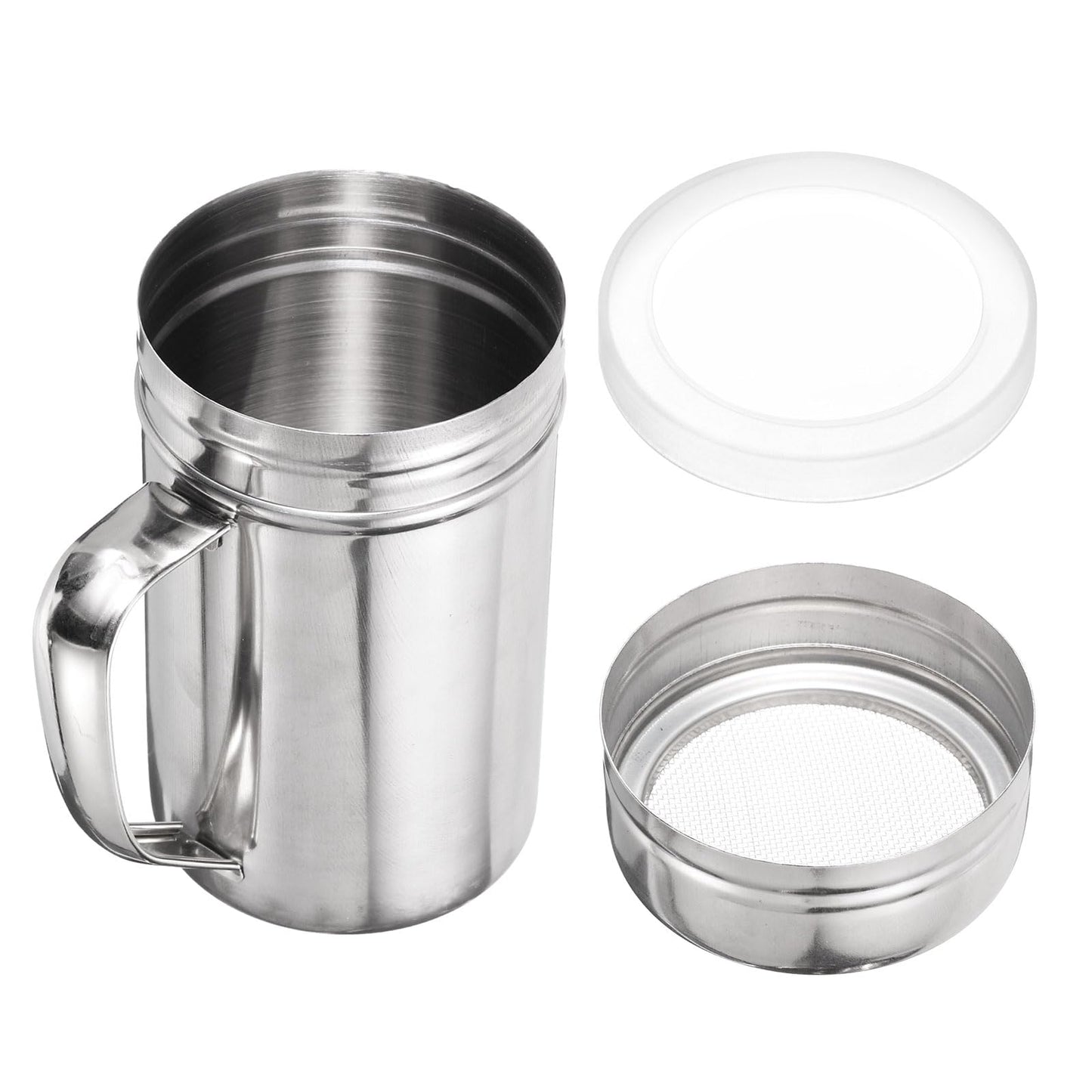 HARFINGTON Salt Dredge Shakers 14 Ounce Stainless Steel Spice Shakers with Handle and Lid for Salt Sugar Flour