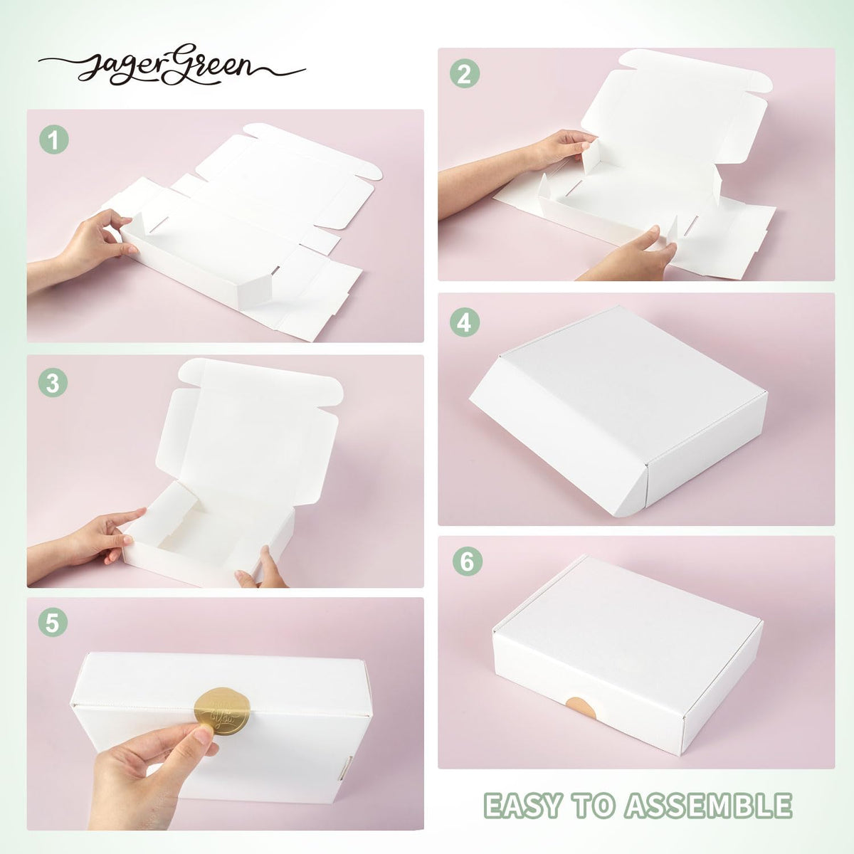 JAGERGREEN White Gift Box with Lid, 8.6x6.7x2.1 Inches Small Collapsible Gift Boxes with Seal Stickers for Birthday, Valentine’s Day, Bridesmaid Proposal, Wedding, Party Favor, Presents (Pack of 10)