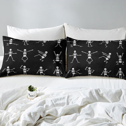 Erosebridal Sugar Skull Comforter Set Full Size Skeleton Bones Bedding Set for Kids Boys Girls Teens Adult Halloween Horror Theme Down Comforter Gothic Spooky Duvet Sets with 2 Pillow Cases