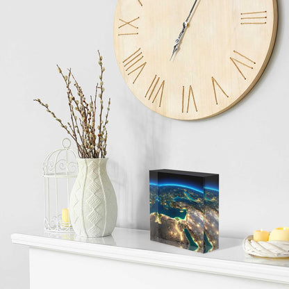 NOHSHE Desktop Decoration City Night View Illuminated By Moonlight Acrylic Desk Plaque Sign Congratulations Presents Appreciation,Presents for the Boss, Father's Day Presents