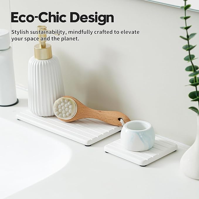 Diatomaceous Earth Sink Organizer Tray Set, Faucet Splash Guard