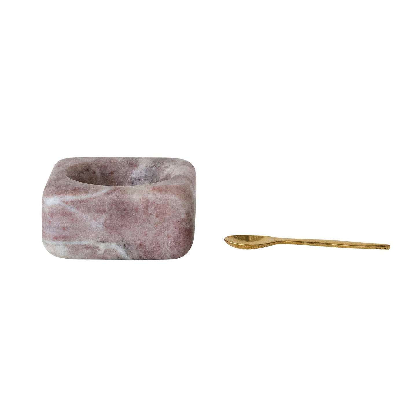 Bloomingville Marble Bowl with Brass Spoon, Pink