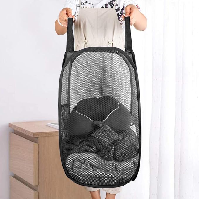Pop Up Laundry Hampers, Collapsible Mesh Laundry Baskets
