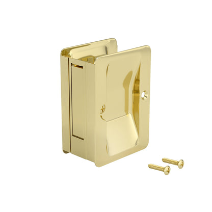 Onward 1700BPSBC Pocket Door Pull with Passage Lock-Rectangular, Brass