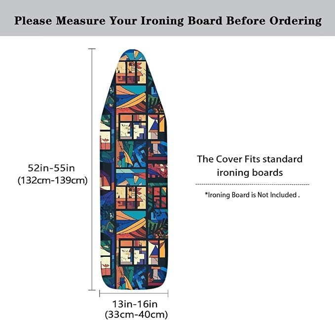 Geometric Window Steam Ironing Board Cover 15x54, Colorful Abstract Art