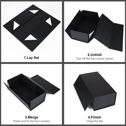 Gift Boxes Black with Magnetic Closure Lid 10" X 6" X 3" Gift Boxes for Presents,Luxury for Gift Packaging, Bridesmaid Gifts Box,Birthday Gift Box,Christmas Gift Box(5PCS)