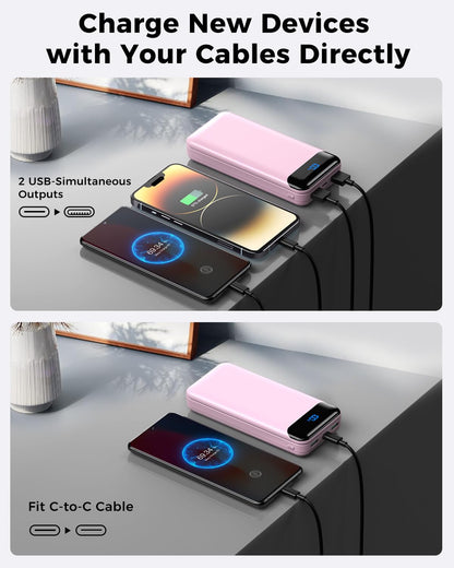 Portable Charger Power Bank 40000mAh Powerbank PD 30W and QC 4.0 Fast Charging External Battery Pack with USB-C LED 3 Outputs & 2 Inputs Portable Charging for iPhone 15 14 13 pro, Samsung