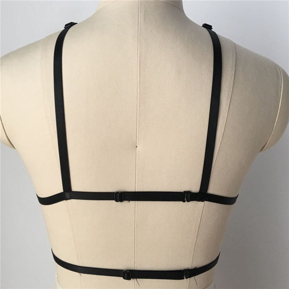 Sexy Women Harness Halter Pentagram Body Harness Bra Caged Bra Cupless Bra Punk Gothic Style Strappy Bralette One Size