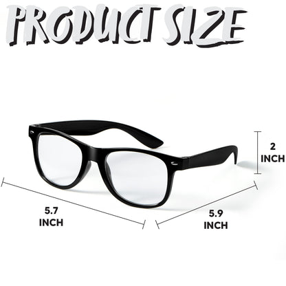 Spooktacular Creations Nerd Glasses, Black Fake Glasses with Clear Lenses Costume Props Halloween Cosplay for Men Women Adult Halloween Accessories Outfit