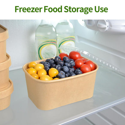 AICHEF 50 Pack 35 oz Paper Food Containers with Lids, Microwavable and Freezer Use Paper Meal Prep Containers Disposable Food Prep and Take Out Food Containers, 50 Bowls 50 Lids