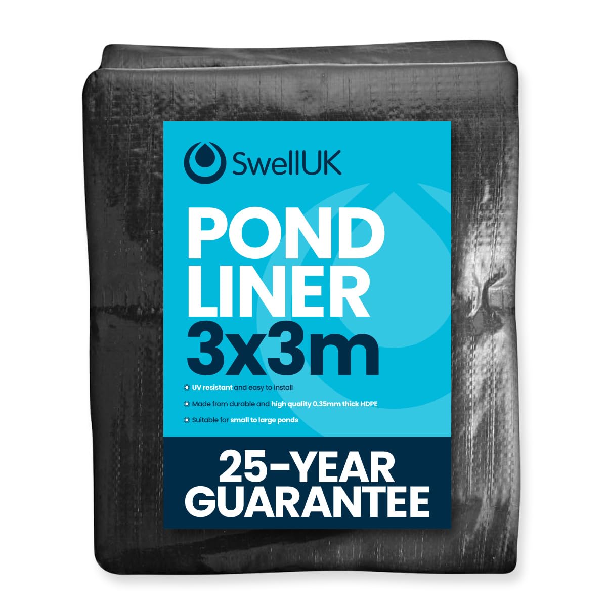 Swell 3m x 3m Pond Liner | 25 Year Guarantee | HDPE | UV Resistant | Garden Fish Ponds