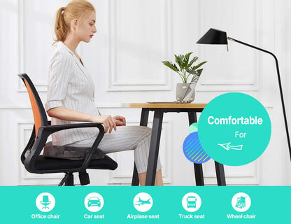 foverhom Gel Seat Cushion for Long Sitting,Office Chair Cushion for Tailbone Pain Relief,Non Slip Orthopedic 50 Density Slow Rebound Memory Foam Car Seat Cushion with Handle and Concealed Zipper