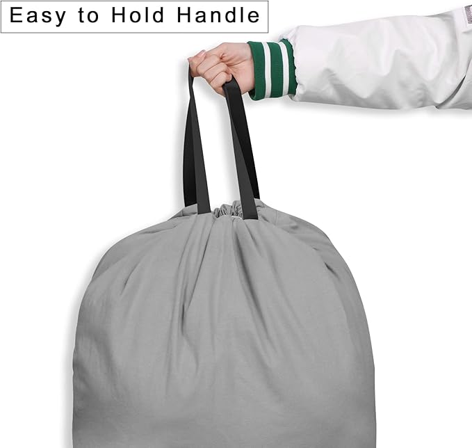 Cotton Canvas Laundry Bag with Handles & Drawstring Straps, Heavy Duty Extra