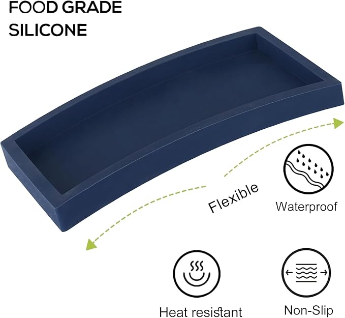 Small Silicone Bathroom Vanity Tray Rectangle Soap and Sponge Holder Kitchen