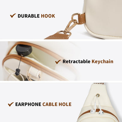 OSOCE Crossbody Bag for Women PU Sling Belt Bag Small Shoulder Chest Bag Purses with Adjustable Guitar Strap Phone Cable Hole Fanny Pack Cross Body Bags with for Ladies Travel Shopping.