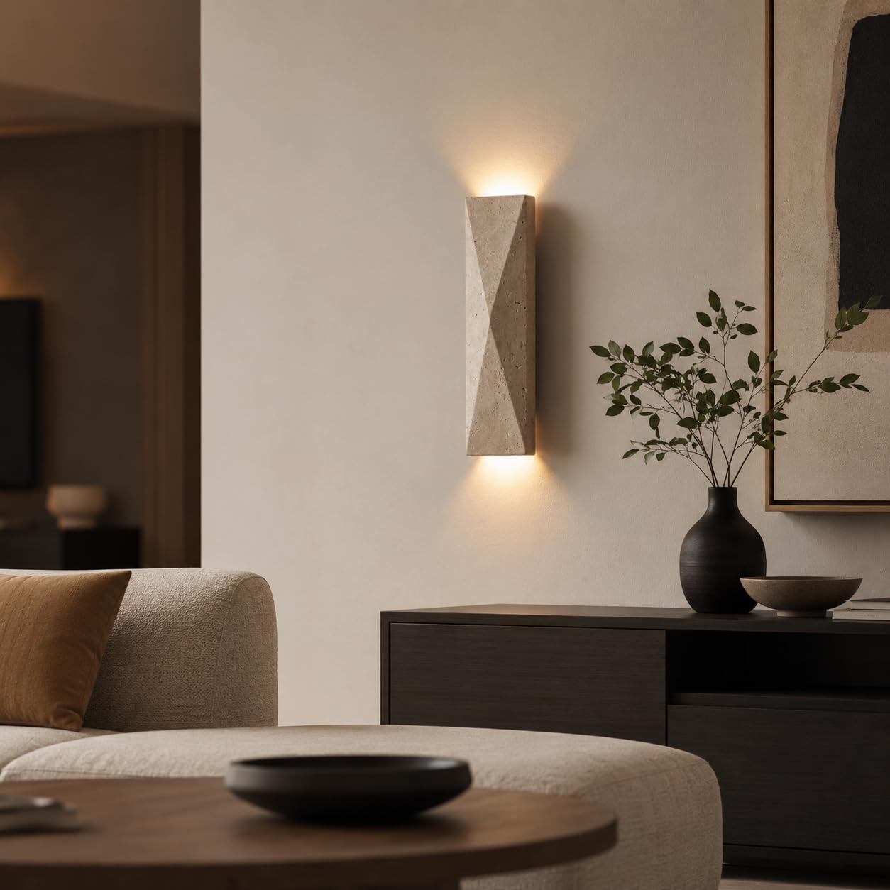 LVLVlech Travertine Wall Sconce, Stone Up Down Light for Hallway Bedroom