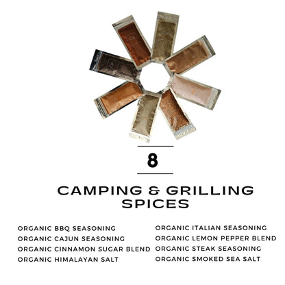Cpise ORGANIC Camping Spice Set with 8 Essential Spices for Camping & Travel