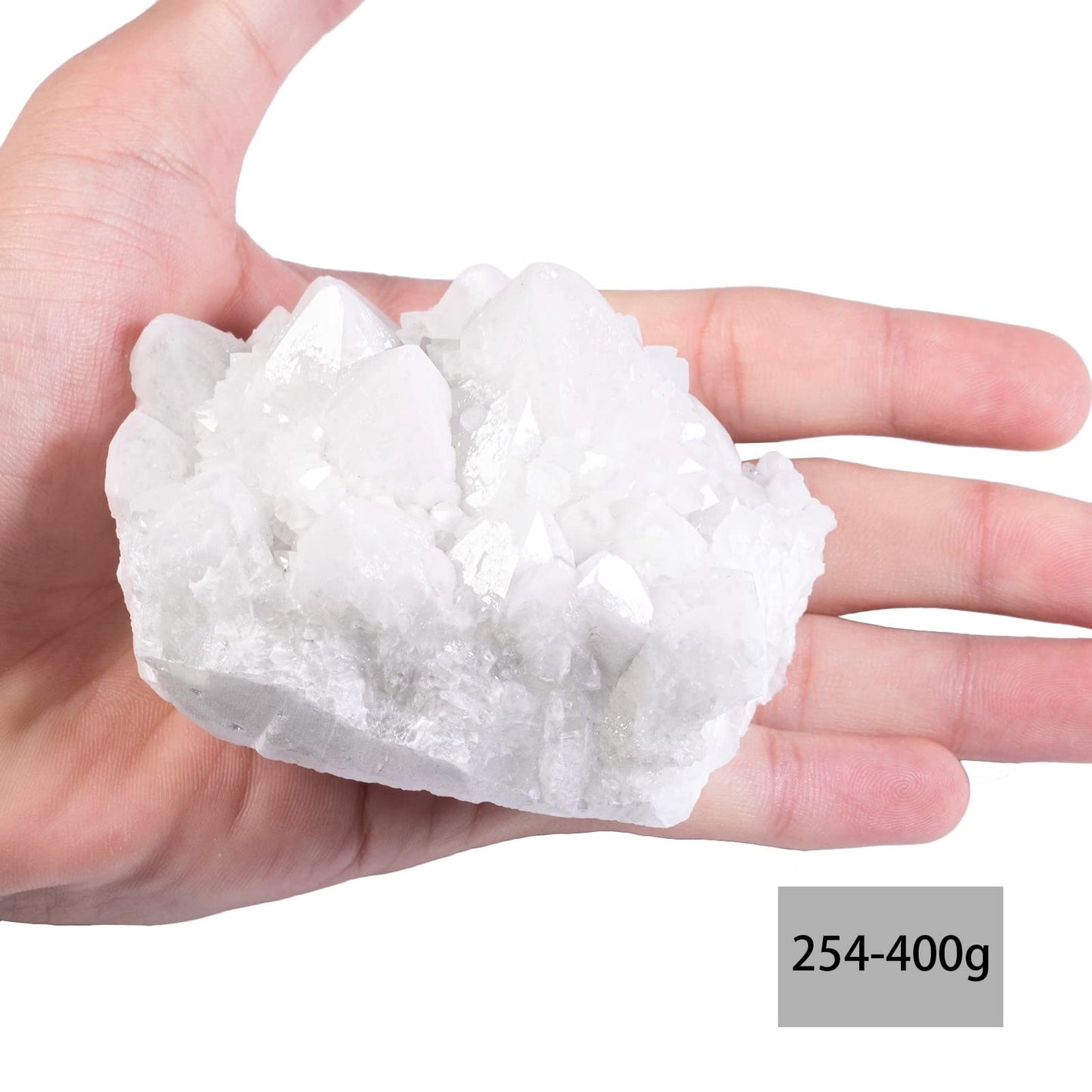 Nupuyai Natural Clear Quartz Crystal Cluster Stone Specimen Irregular Raw Rock Crystal Geode Home Decor for Healing/Meditation/Collection, 0.56-0.88 lb