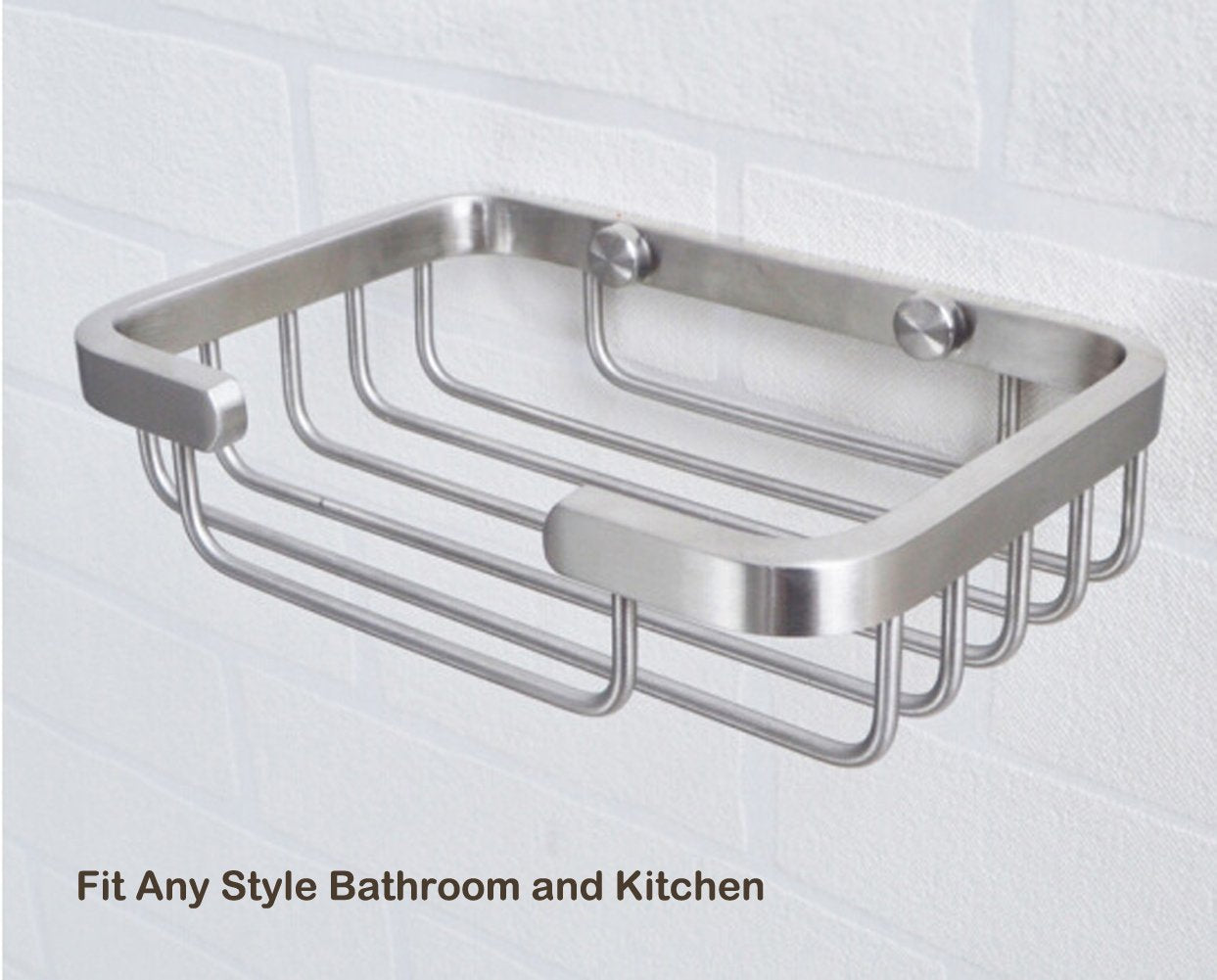 Deezio Satin Nickel Stainless Steel Soap Dish, Rectangular, 5 x 3.5 Inch, Wall Mounted, 100%