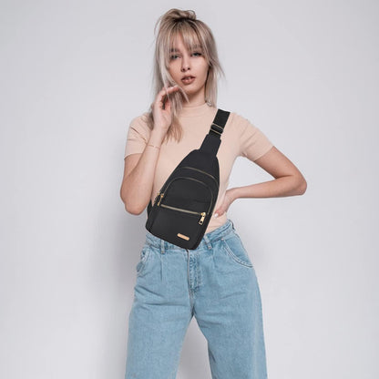 Small Sling Backpack Crossbody Sling Bag for Women, Chest Bag Daypack Fanny Pack Cross Body Bag for Outdoors Hiking Traveling - Black