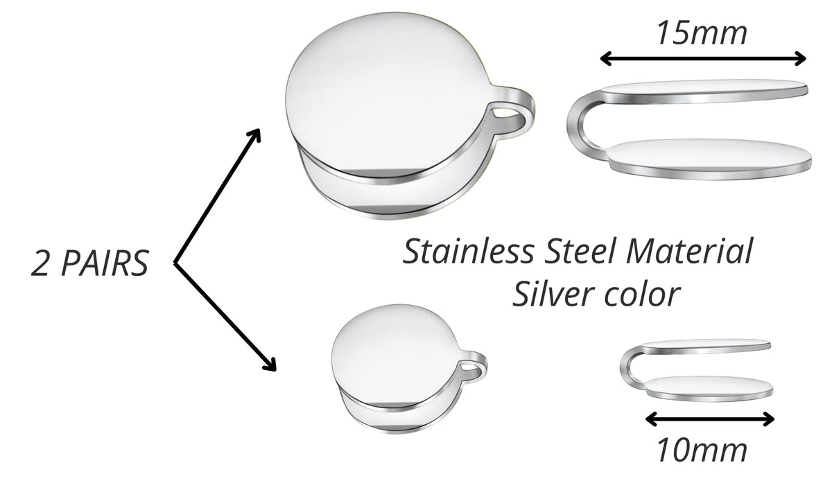 15mm & 10mm Keloid Pressure Earring Set for Women and Men | Clip on Compression Earrings for Swelling (Silver)