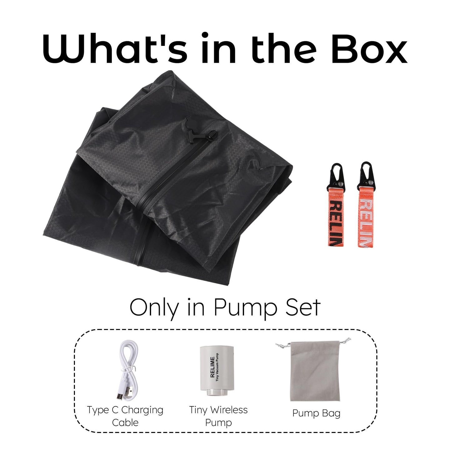 Relime Vacuum Bags for Travel Luggage with Wireless Pump, Revolutionary Reusable Compression Bags for Carry On Suitcases and Backpack, Vacuum Seal Packing cube for Cloth Packing (2PC + PUMP)