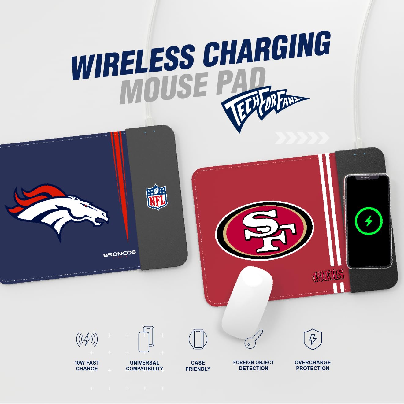 SOAR NFL Wireless Charging Mouse Pad, New England Patriots