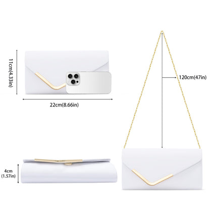 Larcenciel Women's Clutches, Leather White Clutch Bags for Women w/Detachable Chain, Envelope Evening Handbag, Minimalist Cross Body Shoulder Bag Purses Wallet for Women Bridal Prom Party Wedding