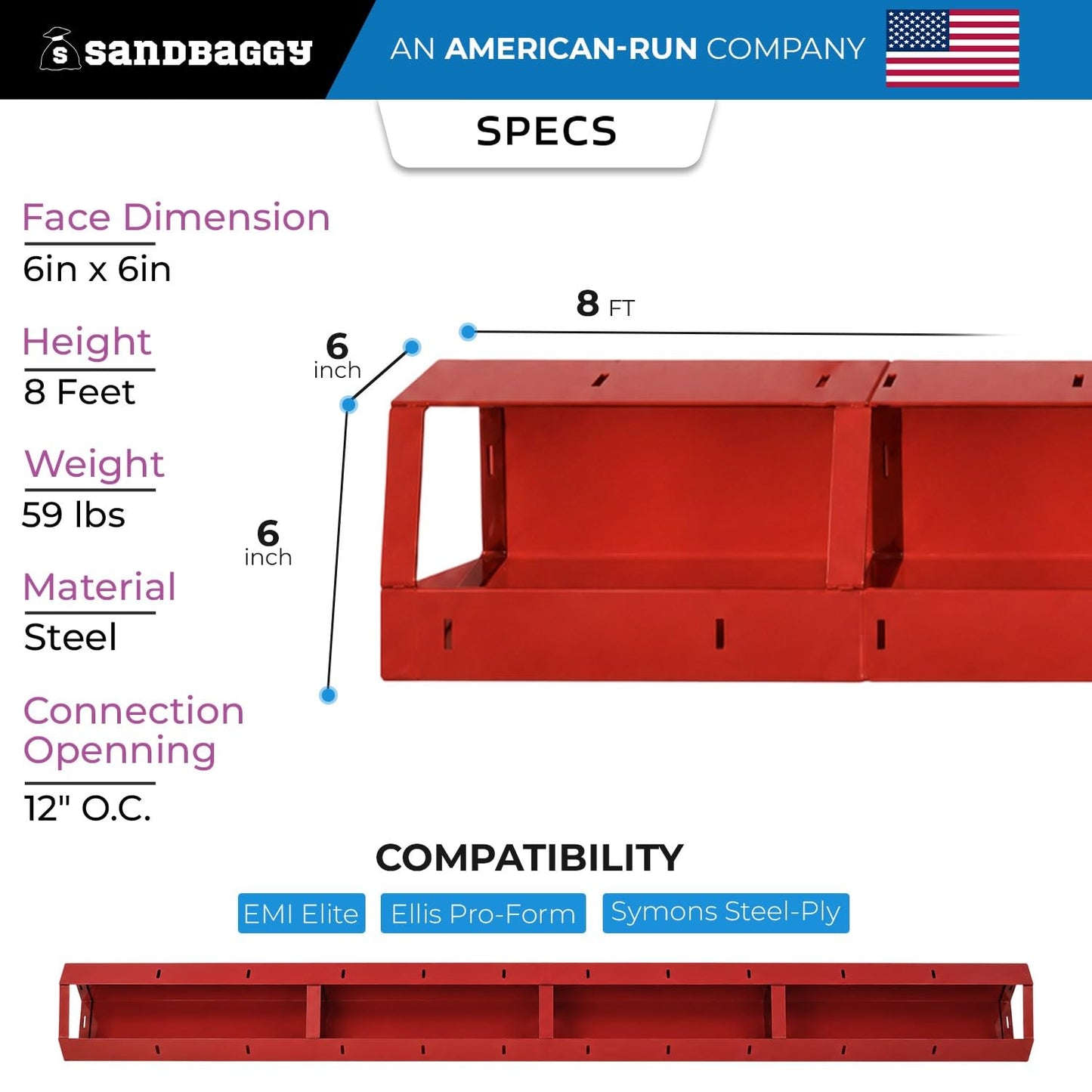 6" x 6" x 8 ft Inside Corners for Steel-Ply Concrete Forms - Sandbaggy (70, 6" x 6" x 8 ft)