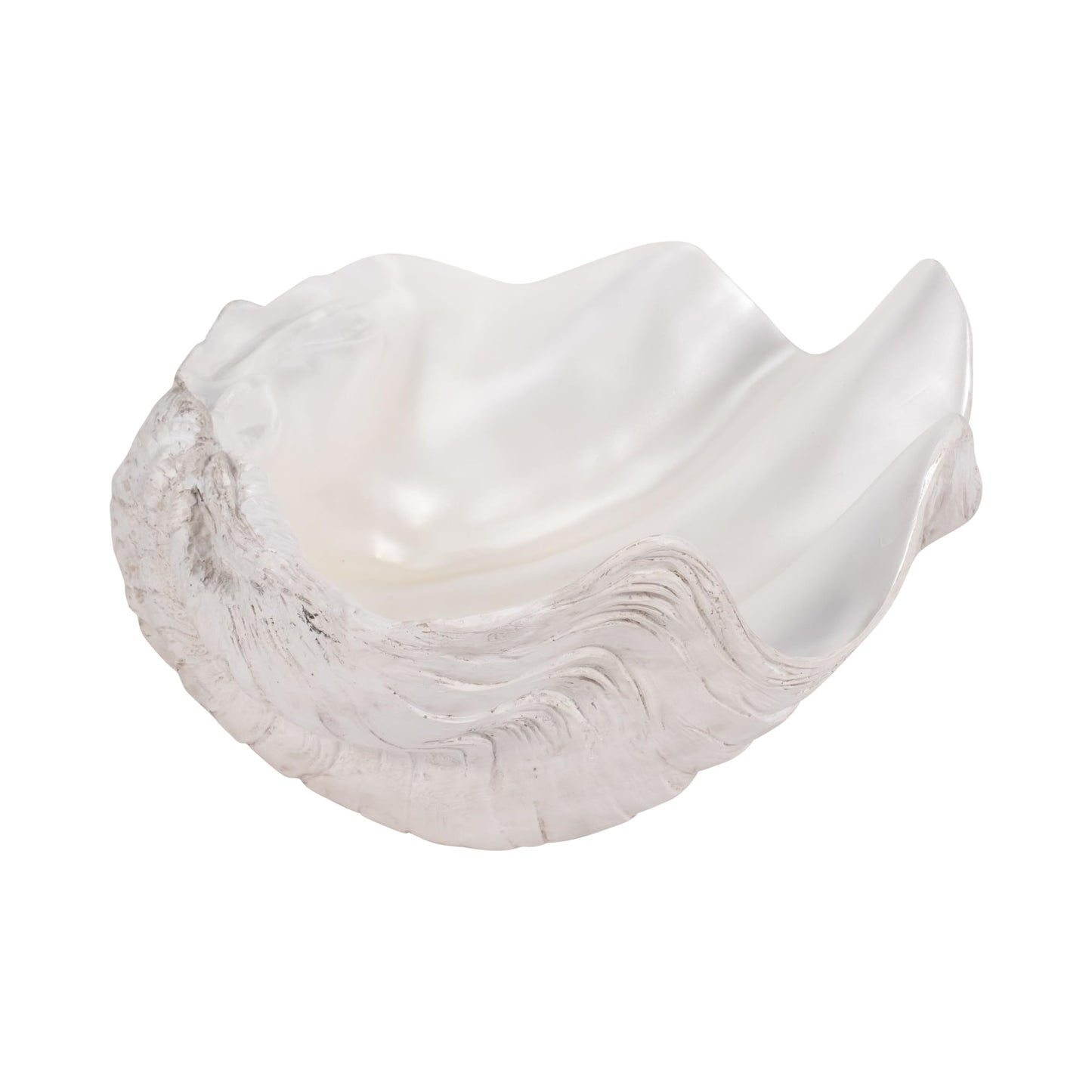 Textured Shell Decorative Bowl for Coffee Centerpiece Table Accent - Wavy Edge Design for Home, Kitchen Counter, or Catchall Dish - Coastal Basin for Key and Candy Bowl - 5", Ivory & Tan