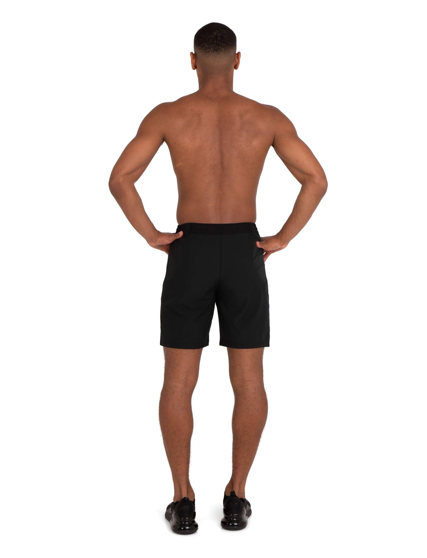 TCA Elite Tech Mens Running Shorts with Zip Pockets, Gym Shorts Men Training Sports Short with Phone Pocket Black - Black Stealth, M