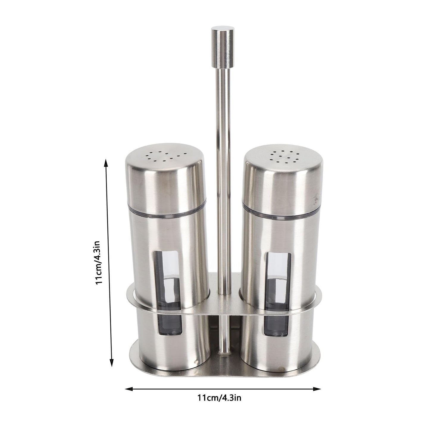 Salt and Pepper Shakers with Holder, Stainless Steel Salt Shaker with Base Stand Sugar Seasoning Bottle Jar for Kitchen Restaurant