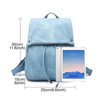 Everfunny Women Backpack Waterproof Anti-theft Lightweight PU Fashion Leather Nylon School Shoulder Bag Travel Cute Backpack Ladies(Blue)