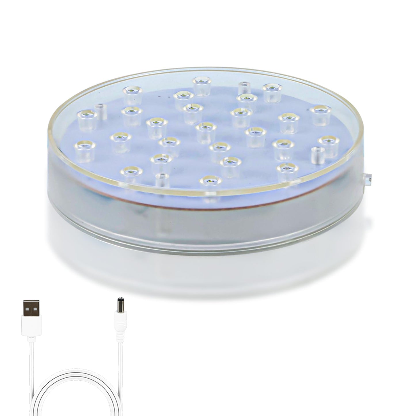 LARDUX Led Light Base - 6 Inch Round Display Pedestal Light Stand Plate Flat for 3D Crystal Cube Glass Art Acrylic Statues - USB Charge or Battery Powered