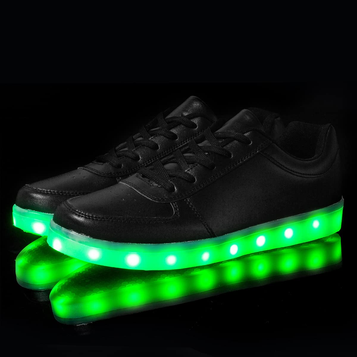 PYYIQI LED Light Up Shoes for Women & Men - Sports LED Sneakers with USB Charging for Festivals, Christmas, Halloween & New Year Parties - Black 35