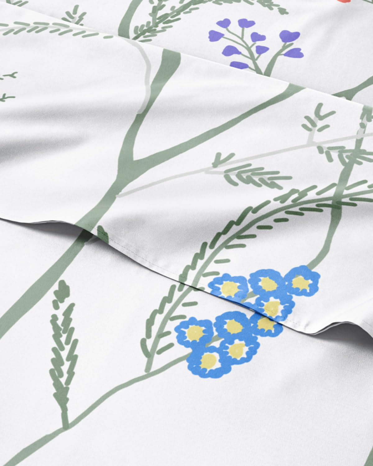 Floral Sheets - Boho Twin Bed Sheet Set - 1 Flat, 1 Fitted & 1 Pillowcase w/ Deep Pockets - Comfy, Easy-Care, Wrinkle & Fade Free Boho Botanical Bedding - Soft, Breathable & Cooling - Twin Size Set