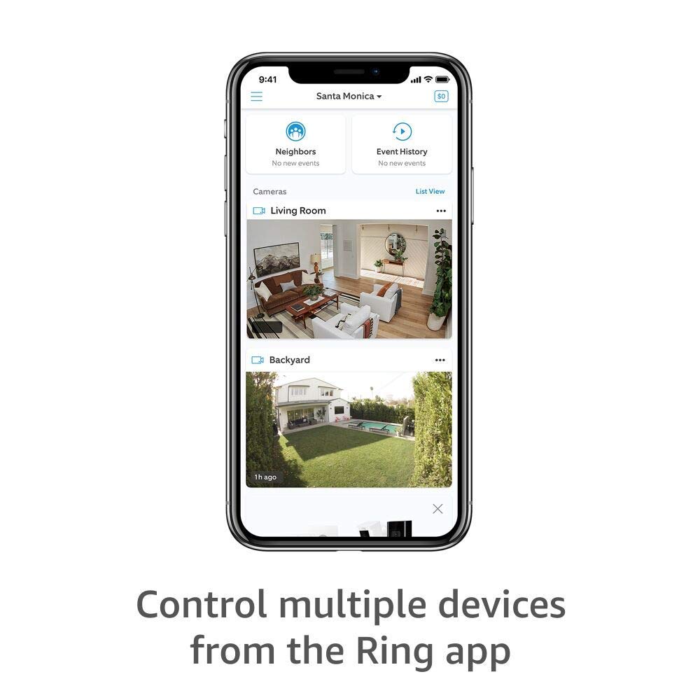 Ring Outdoor Cam (Stick Up Cam) | Weather-Resistant Outdoor Camera, Live View, Color Night Vision, Two-Way Talk, Motion alerts, Works with Alexa | White