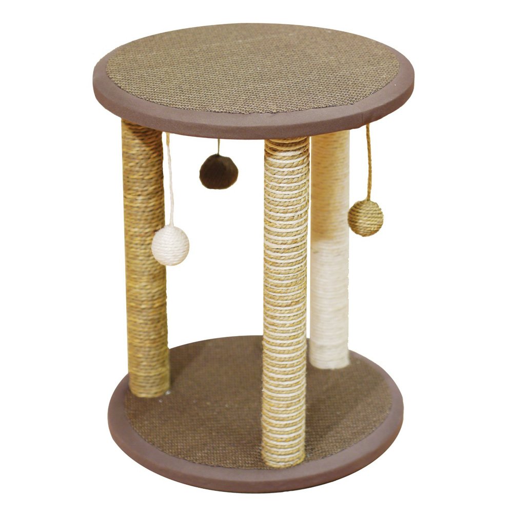 Rosewood Zurich Cat Scratching Post, Cat Tree, 45cm Tall with 3 Posts for Multi-Pet Play, Includes 3 Hanging Ball Toys, Durable & Engaging Scratching Post for Cats