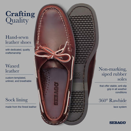 Sebago Docksides, Men Boat Shoes, Brown (Brown Oiled Waxy Lea), 9.5 UK (44 EU)