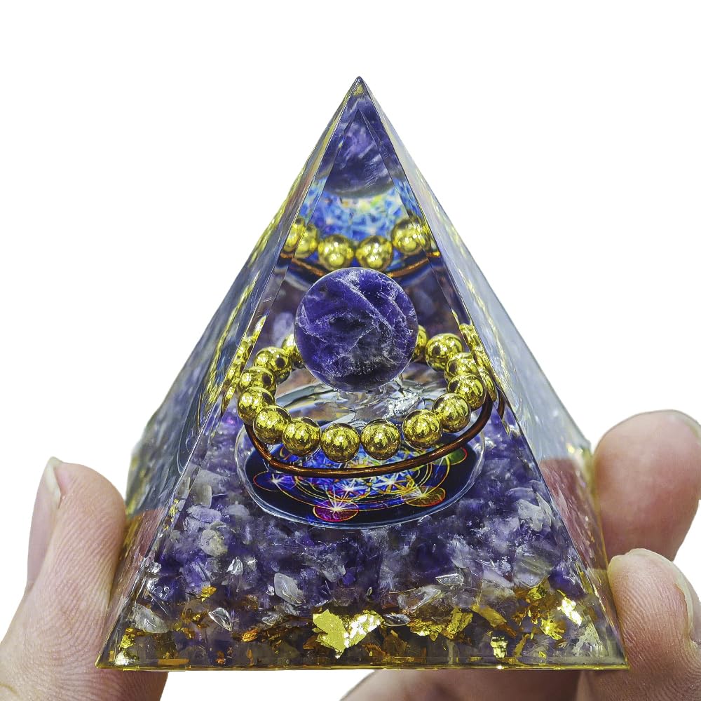 AierCrystal Natural Mineral Crystal Pyramid Energy Healing Meditation Aid Feng Shui Protection Home Decor Versatile Gift Option(2inch Pyramid Amethyst)