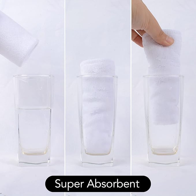 SINLAND Microfiber Facial Cloths Fast Drying Washcloth 12inch x 12inch White 10