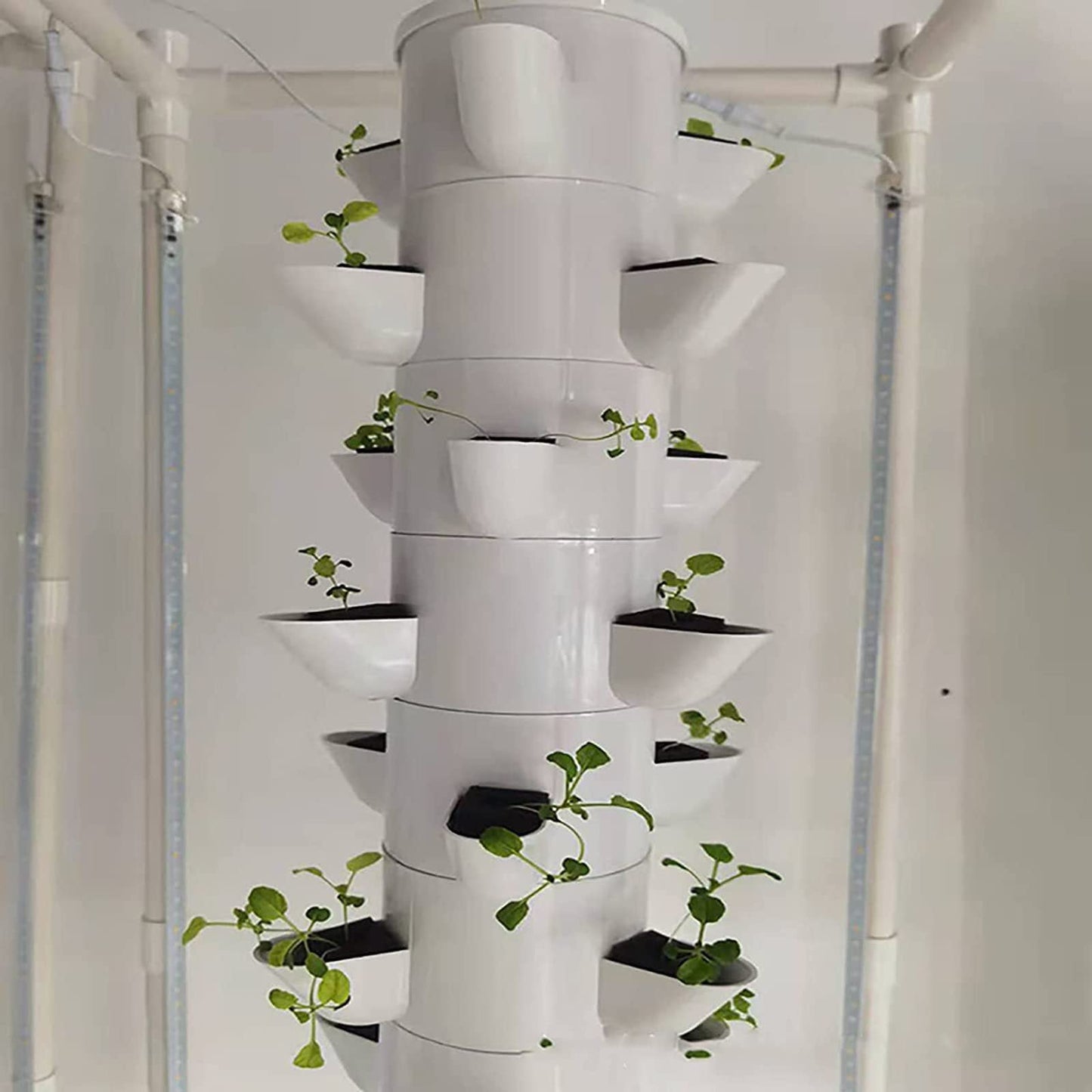 RESKIU 45 Pots Hydroponics Tower Set,Aquaponics Grow System,Vertical Farming Aeroponic Tower Equipment for Indoor Herbs,with Hydrating Pump, Timer