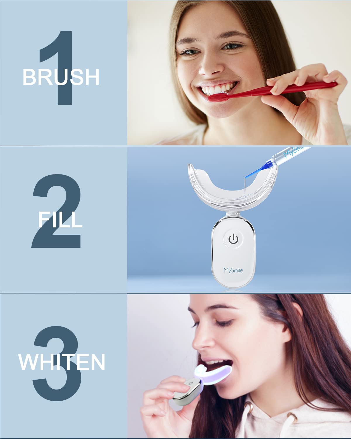 MySmile Teeth Whitening Accelerator Light, 28 LED Blue Light, Each 10 Minutes, USB Charger, Mouth Trays, 1 Pcs LED Light & 4ml Gel